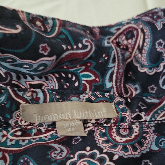 Woman Within Paisley Shirt in Purple, Teal and Pink - Picture 2 of 6